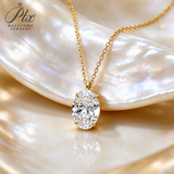 Lab Grown Diamond Necklace 18K Gold Pear Round Oval Princess Shape 1.5ct D Color Pendant Hypoallergenic Direct from Factory Daily & Office Wear Perfect Gift