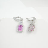 Emerald Cut 2.7-4CT Custom Earrings for Women Lab Grown Gemstones Ruby/Sapphire/Padparadscha Hypoallergenic Christmas Gift