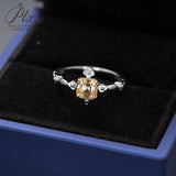 Flower Asscher Cut Champagne Moissanite Ring Women Only Gifts For Festivals And Anniversaries