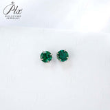 Round Colored Gemstones Earrings with Ruby Sapphire Colombia Padparadscha Paraiba S925 Four-claw Six-claw Design Fishion Gift