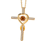 Moissanite Necklace 1CT 6.5mm Heart-Cross Pendant 925 Sterling Silver Women Wedding/Anniversary Special Gift Fine Jewelry Charms