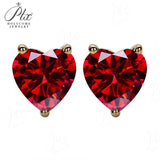 Heart Shaped Stud Earrings Lab Grown Gemstones Ruby Sapphire Emerald S925 Sterling Silver GRA Certificate Charms Birthday Gift