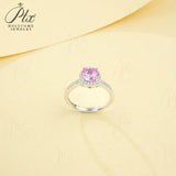 Gemstones Ring Round Shape Lab Grown Sapphire Padparadscha 925 Silver Proposal Wedding Band Hypoallergenic Anniversary Gift