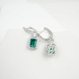 Emerald Cut 2.7-4CT Custom Earrings for Women Lab Grown Gemstones Ruby/Sapphire/Padparadscha Hypoallergenic Christmas Gift