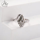 Engagement Ring Salt and Pepper Moissanite Diamond Pear Cut 925 Sterling Silver Plated with 18k Gold Wedding Jewelry Vintage