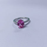 Egg-shaped Ring with Lab Grown Ruby Sapphire Zambian Padparadscha 925 Silver Circle for Engagement Christmas Party Fine Jewely