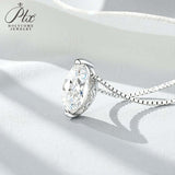 Necklace with 1/2/3CT D Color Marquise Cut Moissanite S925 Plated White Yellow Rose Gold Chain Engagement Daily Gift