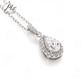 Pear Shape Halo Moissanite Pendant Necklace Women Only Gifts For Festivals And Anniversaries