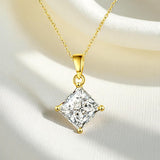 Princess Cut Classic Necklace 1/2/3CT D Color Moissanite S925 Plated White Yellow Rose Gold Chain for Engagement Chrisrmas Charm