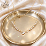 Lab Grown Diamond Necklace 10K4K/18K Gold Pear/Round Shape DEF Color Pendant Hypoallergenic Direct from Factory Daily Office Wear Perfect Gift