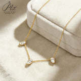 Tri-Pear Necklace with 3CT D Color Pear-shaped Moissanite S925 Plated White Yellow Rose Gold Chain Engagement Chrisrmas Daily