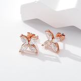 Clover & Marquise-Cut D-Color Moissanite Earring & Necklace Set 925 Silver Plated with Gold Hypoallergenic - Ideal for Women's Daily Wear & Holiday Gifts