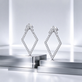 Moissanite Rhombus Stud Earrings For Women D Color VVS1 GRA Certificate 925 Sterling Silver Diamond Earring Bridal Wedding Party Trendy Fine Jewelry Gift