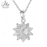 Moissanite Necklace Sunflower Pendant Multicolor Round Cut 1ct Women Wedding Party Engagement Special Gifts Charms Fine Jewelry