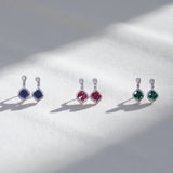 Lab Grown Gemstone Earrings 1.8-2.7CT Chubby Square Ruby Sapphire Colombia Side Moisanite S925 for Women Engagement Christmas