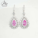 Water Drop Shaped Earrings Lab Grown Gemstone with Ruby Sapphire Padparadscha 925 Silver Earring for Women Girls Hypoallergenic