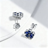 Flower-Shaped Earring Jewelry with Moissanite/Sapphire/Ruby 925 Sterling Silver Plated Screwback Earrings for Women