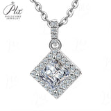 Princess Cut 1/2CT 925 Sterling Silver Halo Moissanite Pendant Necklace Women Only Gifts For Festivals And Anniversaries