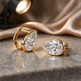 Lab Grown Diamond Earrings New Arrival Design 10K/14K/18K Solid Yellow Gold Pear Cut 2/4ct DEF VS Minimalist Stud Earrings for Women Hypoallergenic for Daily Wear Factory Direct Supply
