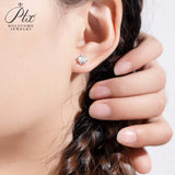 Snowflake - 925 Sterling Silver 1CT Round Moissanite Stud Earrings Women Only Gifts For Festivals And Anniversaries