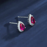 Lab Grown Gemstone Earrings Round/Heart/Heart/Pear Cuts Ruby/Sapphire 925 Silver Hypoallergenic Factory Direct Sales