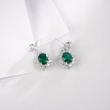 0.8-7CT Oval Cut Ruby/Sapphire/Colombian Emerald Earrings Lab-Grown Gemstone Jewelry Gift for Christmas Easter Hypoallergenic