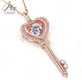 Moissanite Necklace Key D color 6.5mm 1ct  925 Sterling Silver Top Quality Pendant For Women Wedding/Anniversary Special Gift