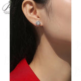 Princess Cut 1CT Moissanite Halo Stud Earrings