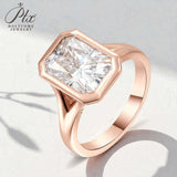 Radiant Cut Ring with 3CT D Color Moissanite Diamond 10k 14k 18K Gold Plated 925 Silver for Women Engagement Wedding Jewely