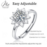 【 Daisy 】Sunflower Round Cut 1CT Moissanite Adjustable Ring Women Only Gifts For Festivals And Anniversaries