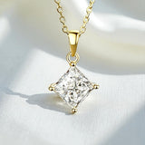 Princess Cut Classic Necklace 1/2/3CT D Color Moissanite S925 Plated White Yellow Rose Gold Chain for Engagement Chrisrmas Charm