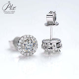 Sunflower Round Moissanite Halo Stud Earrings Women Only Gifts For Festivals And Anniversaries