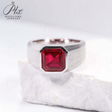Moissanite Lab Grown Gemstone Ring Asscher Cut Moissanite Ruby Sapphire Colombian S925 Woman Man Anniversary Party Daily Charms