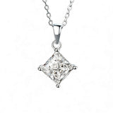 Princess Cut Classic Necklace 1/2/3CT D Color Moissanite S925 Plated White Yellow Rose Gold Chain for Engagement Chrisrmas Charm