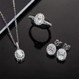 Oval Cut Halo Moissanite Jewelry Set Women Only Gifts For Festivals And Anniversaries
