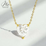 Love Heart Necklace with1/2/3CT D Color Moissanite S925 Plated White Yellow Rose Gold Chain for Woman Engagement Chrisrmas Charm