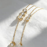 Classic Bubble Necklace D Color Round Moissanite Diamond S925 Silver Plated Dainty Chain for Enegament Party Daily Perfect Gift