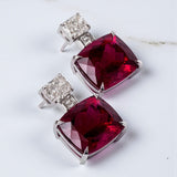 Lab-Grown Gemstone Earrings with D Color Moissanite 925 Silver Chubby Rectangular Anniversary Gift Hypoallergenic