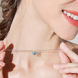 Necklace Moissanite 4-Prongs Pendant Multicolor Round 6.5mm Multicolor Gemstone Jewelry Women Birthday Engagement Gift Charms