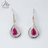 4X6mm Lab Grown Gemstone Earrings Ruby Sapphire Colombia S925 Butterfly Long Earring for Women Fashionable Christmas Party Daily