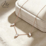 Tri-Pear Necklace with 3CT D Color Pear-shaped Moissanite S925 Plated White Yellow Rose Gold Chain Engagement Chrisrmas Daily