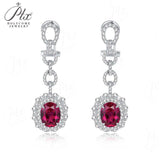 0.8-7CT Oval Cut Ruby/Sapphire/Colombian Emerald Earrings Lab-Grown Gemstone Jewelry Gift for Christmas Easter Hypoallergenic