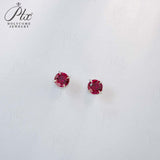Round Colored Gemstones Earrings with Ruby Sapphire Colombia Padparadscha Paraiba S925 Four-claw Six-claw Design Fishion Gift