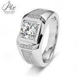 Sterling Silver Round Moissanite Ring for Men Only Gifts For Festivals And Anniversaries