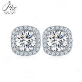 Moissanite Square Halo Stud Earrings Women Only Gifts For Festivals And Anniversaries