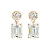 Moissanite Round Cut+Emerald Cut D White Earrings White Gold Yellow Gold Designer Studs Fine Jewelry Anniversary Wedding Gift