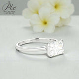 2ct Radiant Moissanite Ring High-Flash Center Stone Classic Minimalist Style Wedding Engagement Band Gift for Her