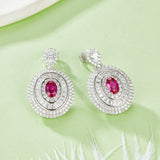 0.8-7CT Oval Cut Ruby/Sapphire/Colombian Emerald Earrings Lab-Grown Gemstone Jewelry Gift for Christmas Easter Hypoallergenic