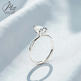 Moissanite Ring with 2CT D Color VVS1 Pear Moissanite S925 10k 14k 18k Plated White Yellow Rose Gold Daily Charm Party Jewely