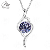Women's 925 Sterling Silver Necklace 1.0ct D Color VVS1 Moissanite Halo Pendant Passes Diamond Tester Jewelry Gift